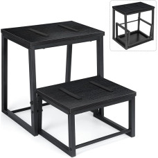 LIANTRAL 2 astmeline tugijalats täiskasvanutele ja lastele, tugev metallraam, puitlaud, astmeline abivahend, toetab kuni 160 kg, jalatugi, 2-in-1 disain, tugijalats, must