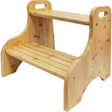 DOKKOME astmeline väljaheide lastele, 2 taset, bambusest väljaheide, puidust väljaheide lastele, laste trepid, väljaheide, puidust laste väljaheide 2 astmega väljaheide vannituppa, kööki, lastetuppa