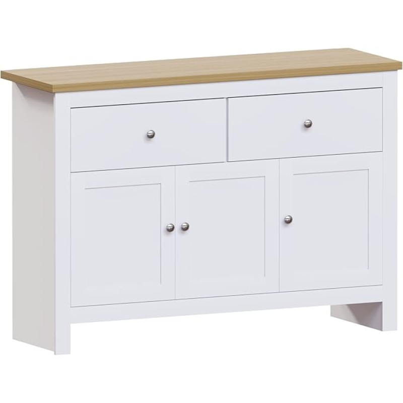 Vida Designs Arlington Sideboard 2 sahtli ja 3 uksega suur kapi MDF mööbel valge