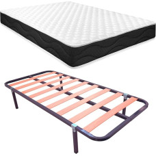 Homey Sleep Pro komplektvoodi koos pöördmadratsiga + põhiline liugraam, sulamterasest, hall, 105 x 190 cm