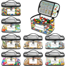 8 PVC Storage Bags for Toys, Waterproof Toy Storage with Zip & Mesh Compartments, for Children Bath Toys, Puzzles, Building Blocks, Board Games