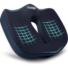 Feagar Orthopaedic Seat Cushion Office Chair - Ergonomic Coccyx Cushion & Seat Ring with Memory Foam, XXL Thickness for 90-150 kg, Blue - Pain Relief from Long Sitting