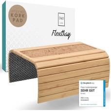 D&D Living® Sofa Tray - Couch Shelf Flexible for Armrest with Non-Slip Cork Pad | Tray for Sofa with 47 x 34 cm Sustainable Bamboo Natural Large