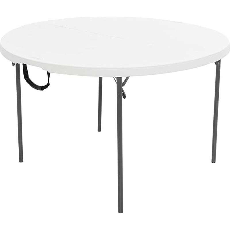 Lifetime 280064 4 ft (1.22 m) Round Light Commercial Fold-In-Half Table (white granite)