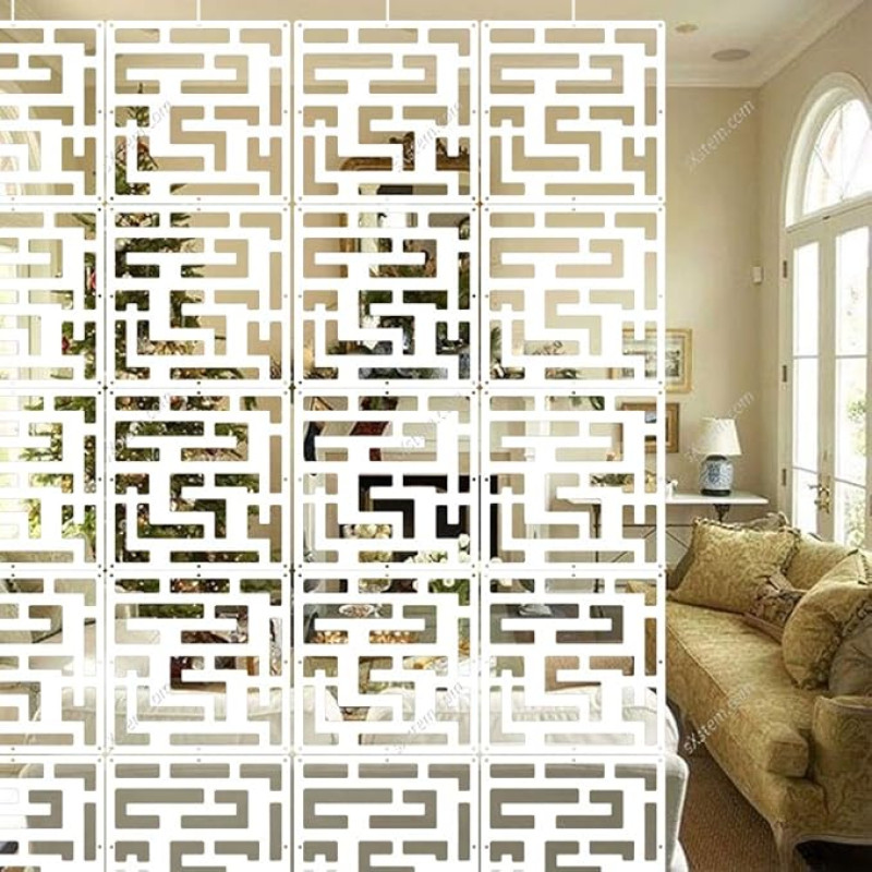 Yizunnu 12-Piece Set White Room Divider Screens, Wood-Plastic Hanging Screen Panel, Folding Privacy Room Divider Panels, DIY Home Partition Decor 29 x 29 cm (Lmaze)