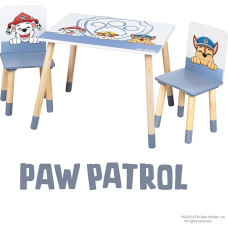 roba Paw Patrol Children's Seating Set, 2 Children's Chairs and 1 Table for Children, Seating Set with Cartoon Dogs, Wood, White, from 18 Months