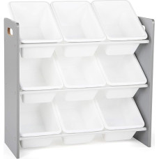 Humble Crew Children's Toy Shelf with 9 Storage Boxes. Grey/White