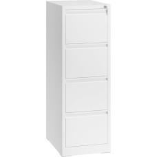 YITAHOME Filing Cabinet with 4 Lockable Drawers, Tilt-Proof Rolling Filing Cabinet with Wheels for Home Office, Under Desk Filing Cabinets, White, 62 x 45.8 x 133 cm
