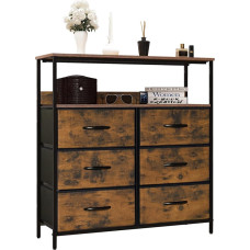 LYNCOHOME Chest of Drawers with Fabric Drawers, Sideboard, Hallway Cabinet with 6 Fabric Drawers and Compartments, Drawer Cabinet, Organiser Furniture for Kitchen, Office, Bedroom
