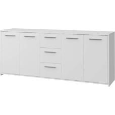 Forte Pilvi Sideboard 180, Large Sideboard with 4 Doors and 3 Drawers, Composite Wood, White, 179 cm Wide, 74.1 cm High, 42 cm Deep