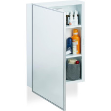 Relaxdays Bathroom Mirror Cabinet, Wall Cupboard, Single Door, Steel Wall Cabinet with 3 Shelves, HBT: 56 x 40.5 x 12.5 cm, White