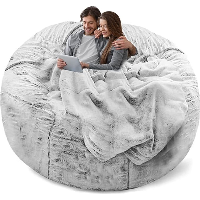 YudouTech Bean Bag Chair Cover (Cover Only, No Filling), Large Round Soft Fluffy Washable Bean Bag Lounger Sofa Duvet Cover for Adults, Living Room, Bedroom, Furniture Cover