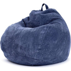 Green Bean Indoor Bean Bag, 90 x 110 cm, EPS Bead Filling & Cord Fabric, Cuddly, Soft, Washable, Indoor Floor Cushion, Seat Cushion, Stool, Relaxing Chair, Children, Adults, Fabric, Dark Blue
