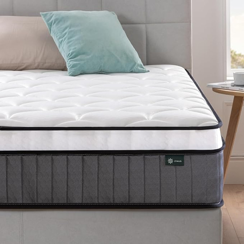 Zinus Hybrid Pocket Spring Mattress 140 x 200 cm - Hardness H2-H3, Height 25 cm - Cool - Memory Foam - Oeko-Tex Certified - Ergonomic Mattress - Produced according to German Quality Standard