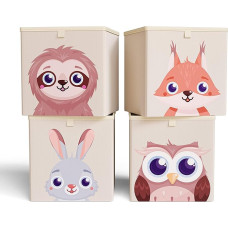mookrook Storage Box Children's Room Set of 4 - Kallax Boxes Children, Practical Organiser Children's Room, Toy Storage Box Children