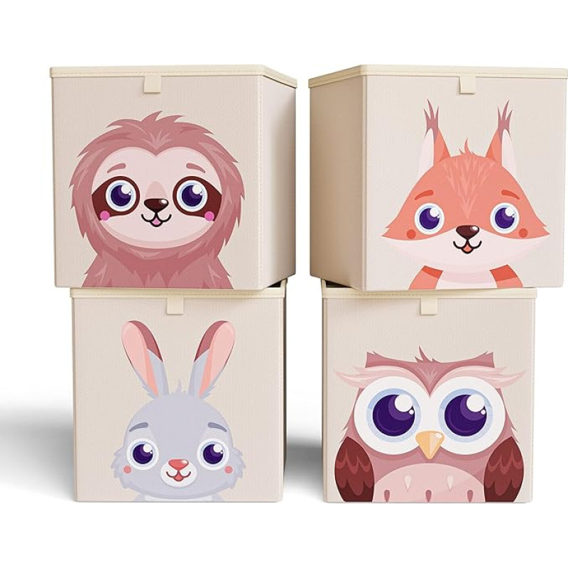mookrook Storage Box Children's Room Set of 4 - Kallax Boxes Children, Practical Organiser Children's Room, Toy Storage Box Children