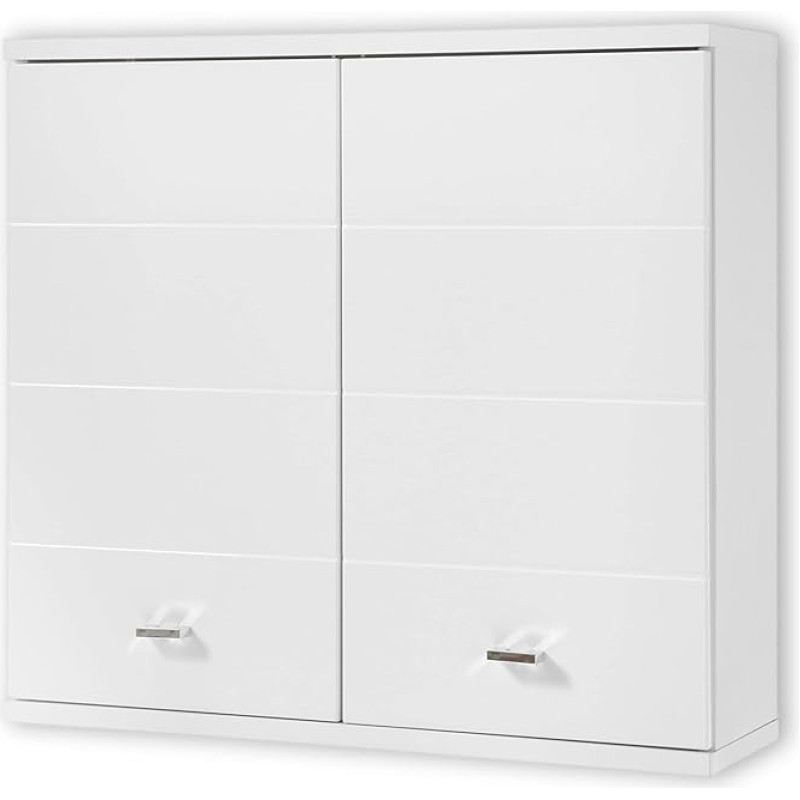 Pool Bathroom Wall Cabinet in White - Modern Bathroom Cabinet with Lots of Storage Space - 76 x 71 x 23 cm (W x H x D)