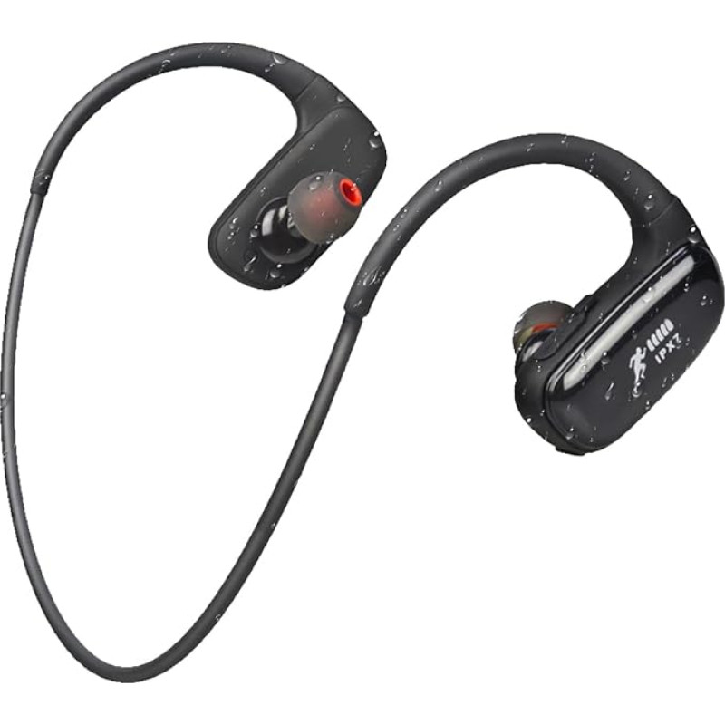 CYBORIS Waterproof Sports Headphones, IPX7 Waterproof 16GB MP3 Player with Bluetooth, Running Headphones, 10 Hours Playtime, Wireless Bluetooth 5.0 Headset with Noise Cancelling Microphone