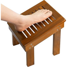 Utoplike Teak Shower Stool for Shaving Legs, Sturdy Step Stool Wooden Shower Step for Bathroom, Bedroom, Living Room