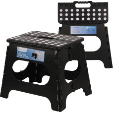 Schwarz – 27,9 cm faltbarer Tritthocker für Erwachsene & Kinder – robuster Kunststoff, kompakt, zusammenklappbarer Hocker für Zuhause, Badezimmer, Garage, Büro, Picknick – rutschfestes Design