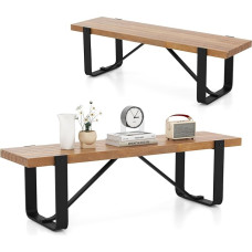 KOMFOTTEU Dining Room Bench 152.5 x 43 cm, Wooden Bench with Metal Legs, Wooden Dining Table Bench without Backrest, Kitchen Bench Dining Bench with U Legs, Hallway Bench up to 300 kg Load Capacity