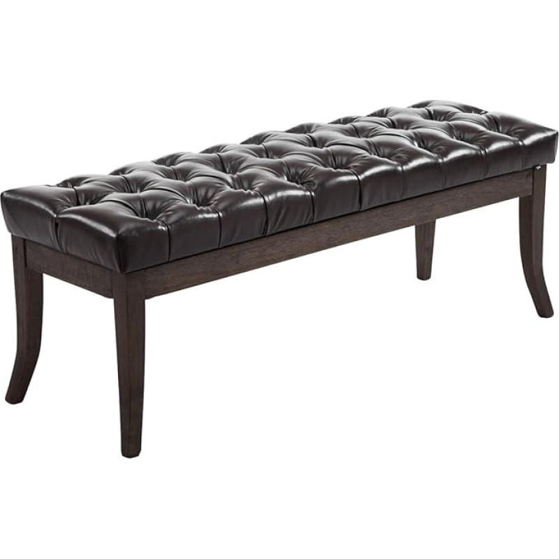 CLP Bench RAMSES, faux leather covers, upholstered bench, four legged frame made wood, quilted padded brown, Width 150 cm