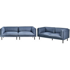 Beliani Sofa Set Fabric Dark Blue 5 Seater Padded Black Legs Vorgod