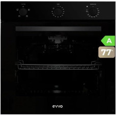 EVVO Electric Built-in Oven Efficiency A 2800 W 72 Litre Grill Function 4 Programmes Timer Selector Switch Triple Glazed Door Model H10 (Black)