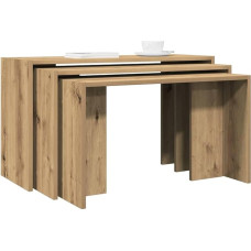 LLEZKBR Tables, Accent Tables, End Tables, Nesting Tables, Set of 3, Artificial Oak Wood