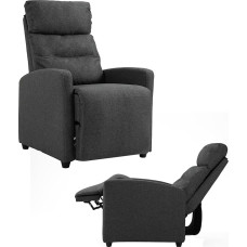 Mingone TV Chair with Reclining Function for Living Room, Recliner Chair with Stool, Reading Chair with Adjustable Backrest, TV Chair with Sleep Function, Single Sofa with Armrest, Dark Grey