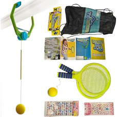 WakkaBall Kids Indoor Swing Ball Game - Hanging Ball on a String for Kids with Adjustable Height & 2 Rackets - Game for Hand-Eye Coordination - Girls & Boys Toy Ages 3+ - Includes Free Stickers