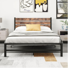 HOMERECOMMEND Bed Frame Bed 120 x 200 cm Metal Bed with Headboard and Footboard Heavy Duty Metal Platform Bed Frame Solid and Stable Metal Slats Support