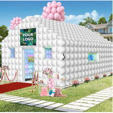 WUHUWOO Inflatable Night Club, 60 x 50 x 30 cm, Large White Inflatable Party Club Tent for Adults, Birthday, Backyard, Wedding Rental, 2 Doors and Logo Area