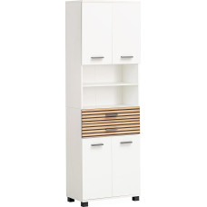 Schildmeyer Katta 701977 Tall Cabinet Matt White / Acoustic Panel Look, 59.8 x 32.6 x 180.9 cm
