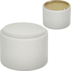 HOMCOM Stool with Storage Space Stool with Lid, Round Footstool, Ottoman Coffee Table with Corduroy Look, 56 x 56 x 42 cm, Cream White