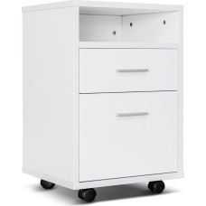 One Living Office Chest of Drawers with Wheels, Cabinet with Two Drawers - Easy Assembly (White, L 40 x W 35 x H 60 cm)