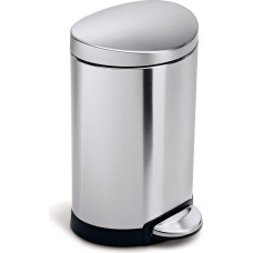 simplehuman, Semi-Round Pedal Bin with Fingerprint-Proof Brushed Stainless Steel Finish, 6 Litre