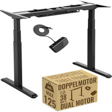 RICOO WM0623-B Height-Adjustable Electric Office Table Frame with 2 Motors without Table Top Computer Table Office Work Table Frame Black