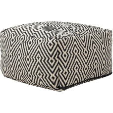 Beliani Mukki Pouf Stool in Black and White Pattern Cotton