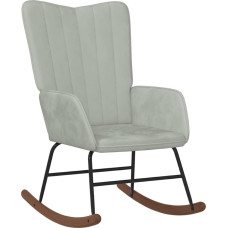 vidaXL Rocking Chair, Swing Chair with Armrests, Rocking Chair with Wooden Skids, Steel Frame, Relaxing Chair, Living Room, Velvet, Light Grey