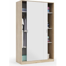 Dmora - Waterbury Wardrobe with 2 Doors, Bedroom Wardrobe with 4 Shelves and Clothes Rail, 120 x 50 x 200 cm, Oak and White