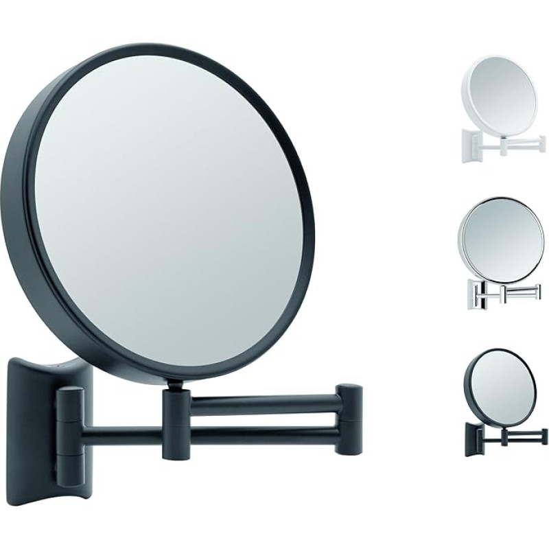 Libaro Imola Cosmetic Mirror - 360° Rotating Makeup Mirror with Wall Mounting - Double-Sided Shaving Mirror with 3X & 7X Magnification - Extendable Metal Bathroom Mirror, Diameter 19 cm