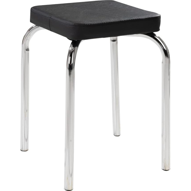 Stool, Metal Stool, Stacking Stool, Black, Metal, Faux Leather