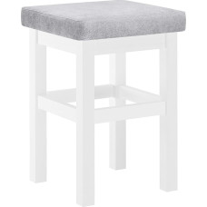 Erst-Holz V-90.71-41WP Wooden Stool with Various Upholstery Colours Solid Wood Seat in Washed White with Upholstery Colour: Light Grey