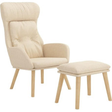 vidaXL Recliner Chair with Stool, TV Chair with Metal Frame, Upholstered Chair for Living Room, TV Chair, Relaxing Chair, Cream Fabric