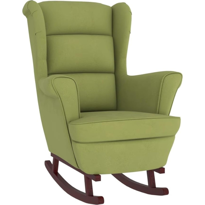 vidaXL Rocking Chair with Solid Wood Rubber Legs, Relaxing Chair, Swing Chair, Upholstered Chair, Light Green, Velvet