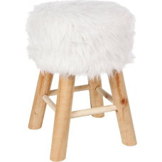 Round Faux Fur Stool - Stable and Strong - Colour White