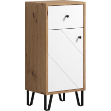 trendteam smart living - Touch - Standing Cabinet - Artisan Oak / White - 1 Drawer and 2 Compartments - (W x H x D) 36 x 79 x 29 cm - Modern Metal Feet - Scratch-Resistant