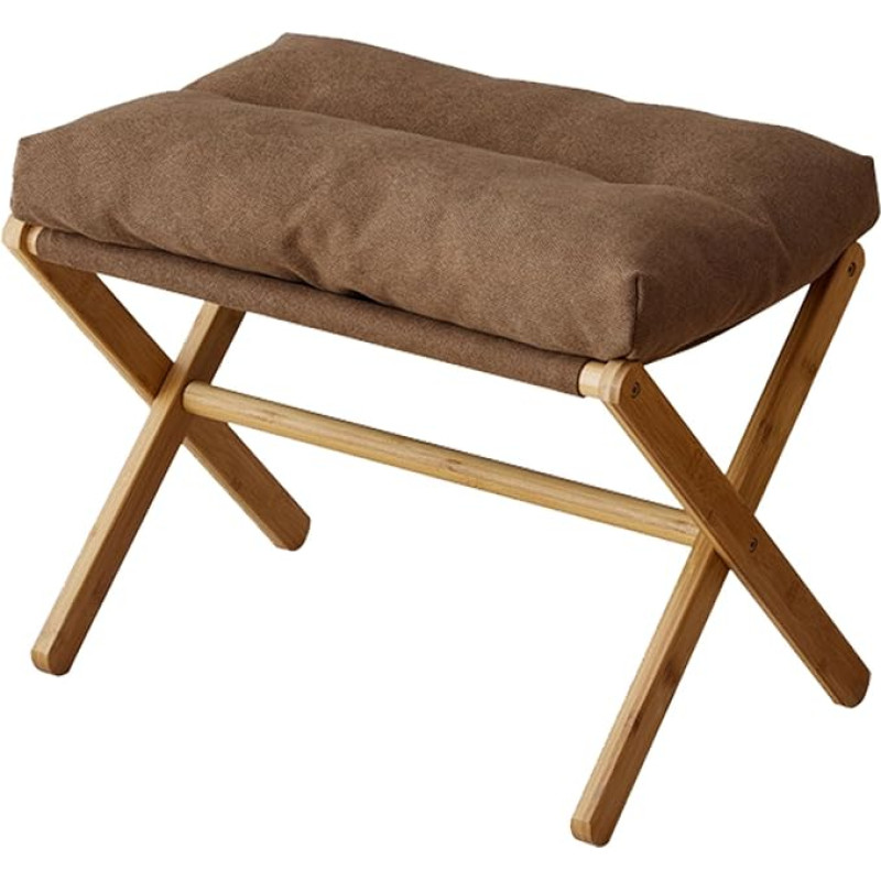 Sunicon Folding Padded Footrest Stool, Modern Multifunctional Footrest, Foldable X-Leg Footstool, Accent Stool with Soft Cushion for Makeup Room, Bedroom, (Coffee)