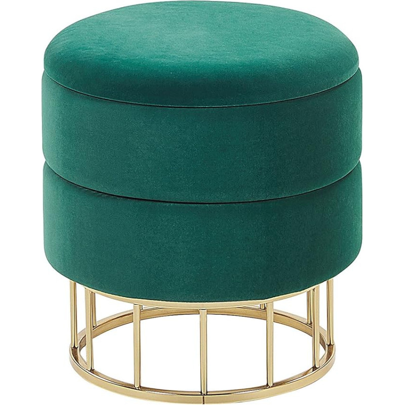 Elgin Velvet Pouf with Storage Space Dark Green/Gold